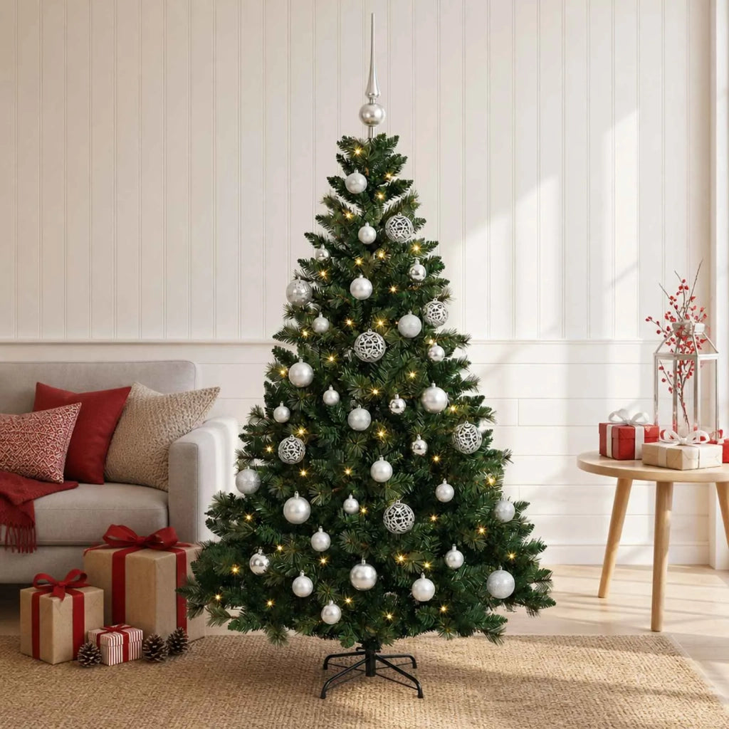 Albero di Natale Artificiale con Palline 120 cm 150 LED 3465961
