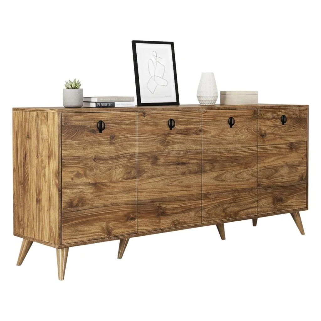 Madia Ernie, Credenza 2 Ripiani, 180x45x80h cm Marrone Noce