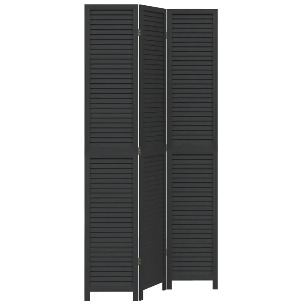 Divisorio Ambienti | Divider per stanze | Paravento 3 Pannelli Nero Legno Massello di Paulownia