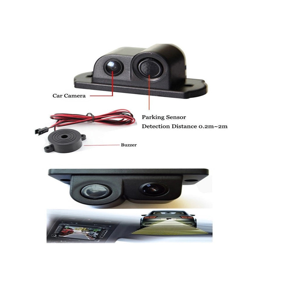 Trade Shop - Retrocamera Ac 201 Hd Telecamera Posteriore Sensore Parcheggio 2in1 Angolo 120° -