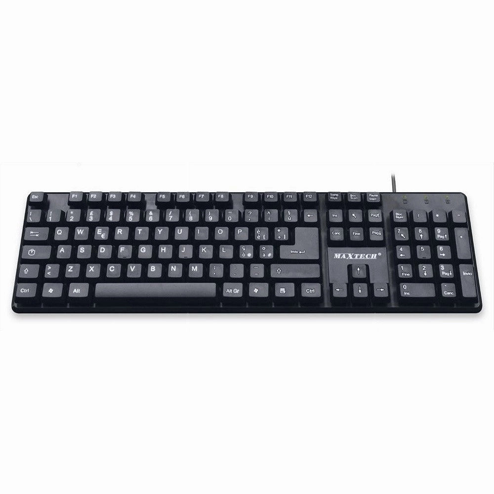 Trade Shop - Tastiera Con Filo Pc Computer Usb Silenzioso Design Ergomonico Maxtech Ek-690m -