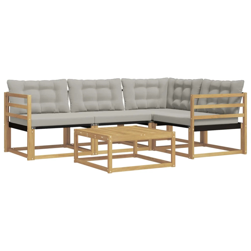 Set di divani da esterno 5 pz Bianco e Grigio Chiaro 3388649