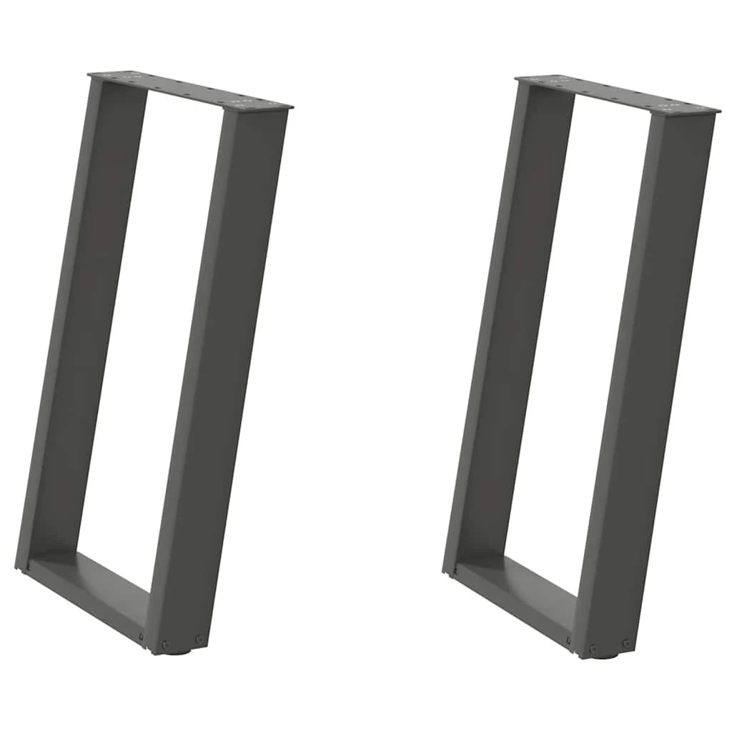 Set di 2 gambe per tavolo da pranzo angolate a U 50 x 73 cm con piedini regolabili stile moderno acciaio antracite 02_0057068
