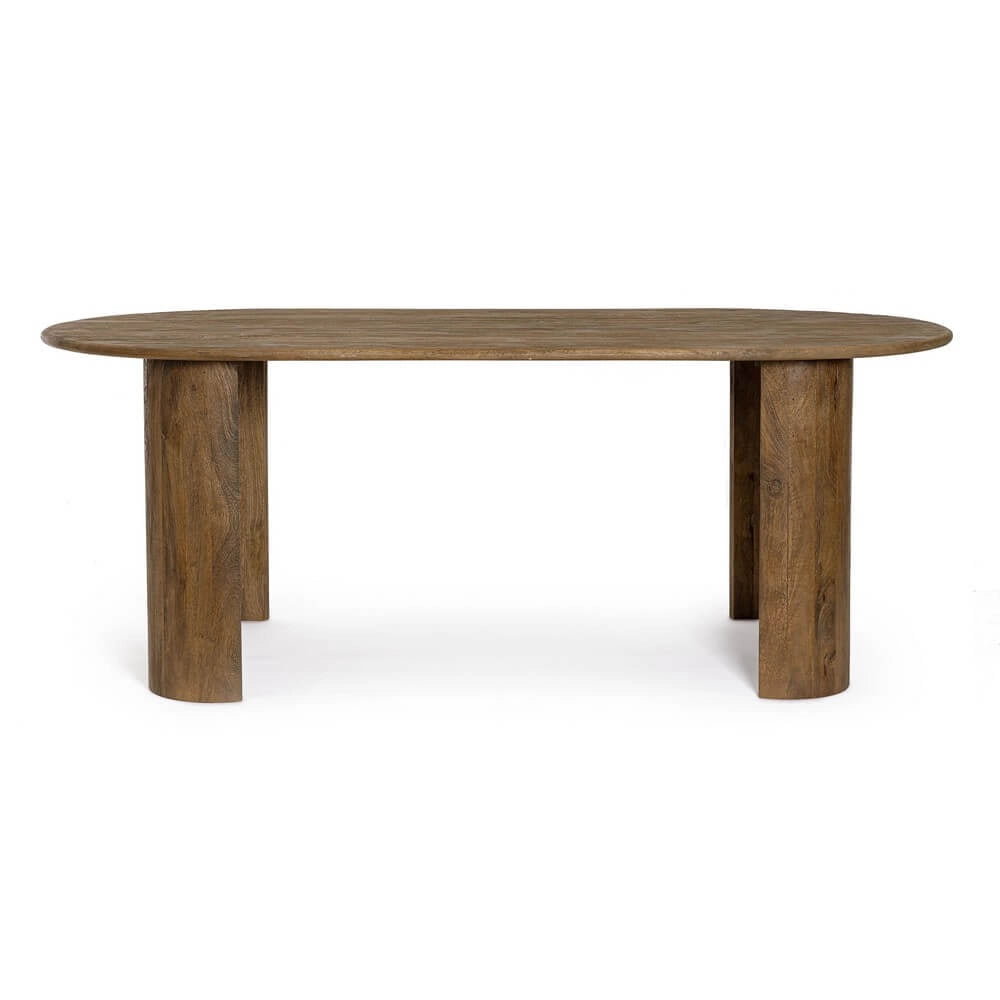 Tavolo da pranzo ovale in legno di mango naturale 210x100 - BRANCH