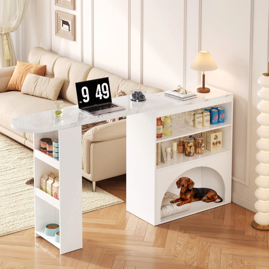 TAVOLO ALLUNGABILE 120(+80)x40x100 cm Bianco Effetto Marmo in MDF