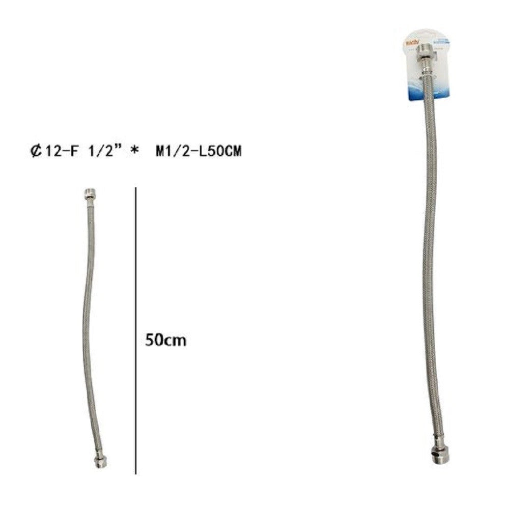 Trade Shop - Tubo Flessibile Flessibili Rubinetto Miscelatore Acqua 50 Cm F 1/2 X M1/2 69398 -