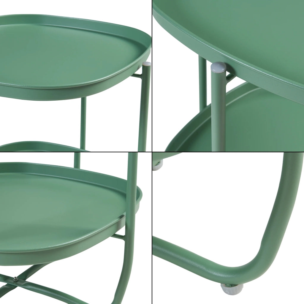 Tavolino da caffè consolle laterale con vassoi estraibili acciaio 58 x 46 x 46 cm verde 03_0010771