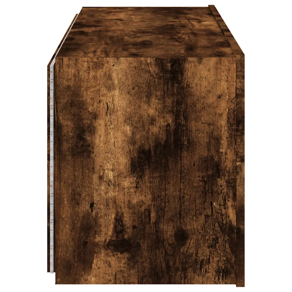 Mobile TV a Parete | Armadietto TV | Mobile Porta TV con Luci LED Rovere Fumo 100x35x41 cm