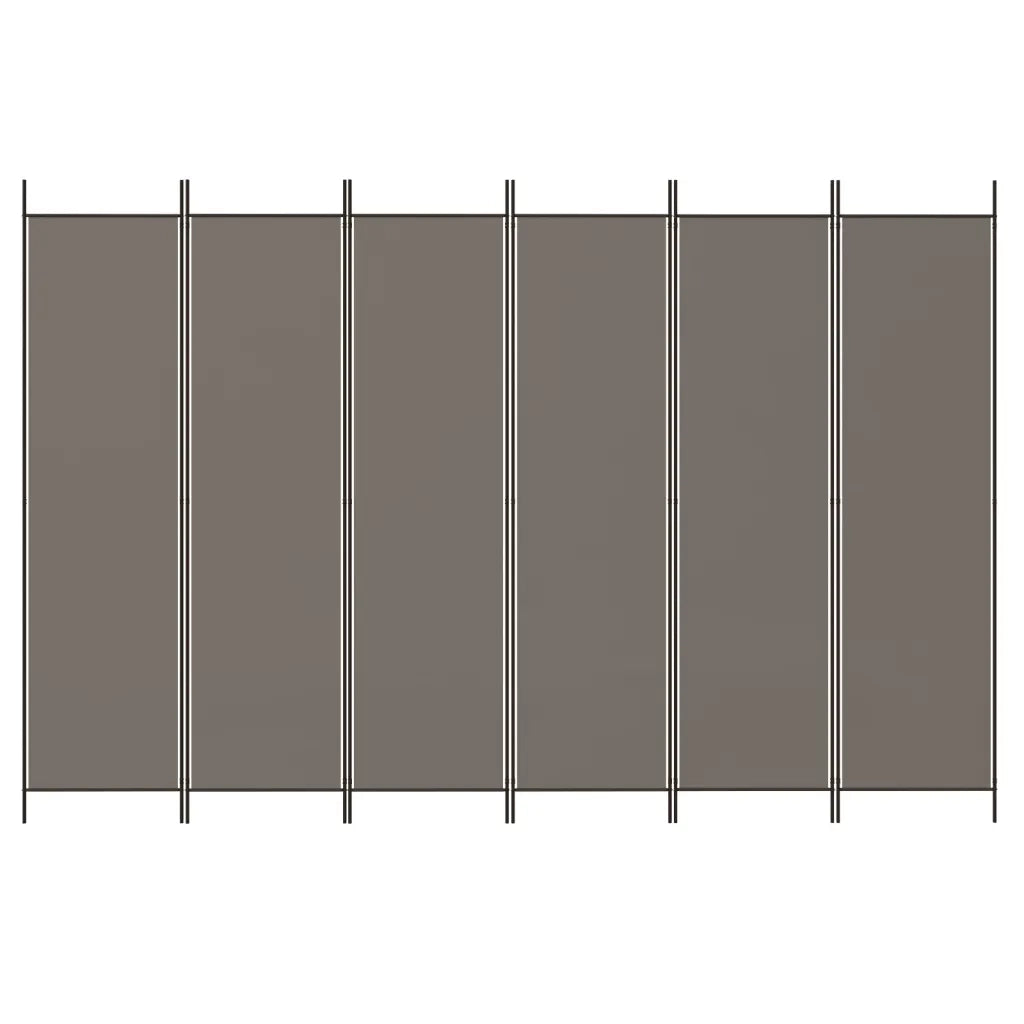 Divisorio Ambienti | Divider per stanze | Paravento a 6 Pannelli Antracite 300x220 cm Tessuto