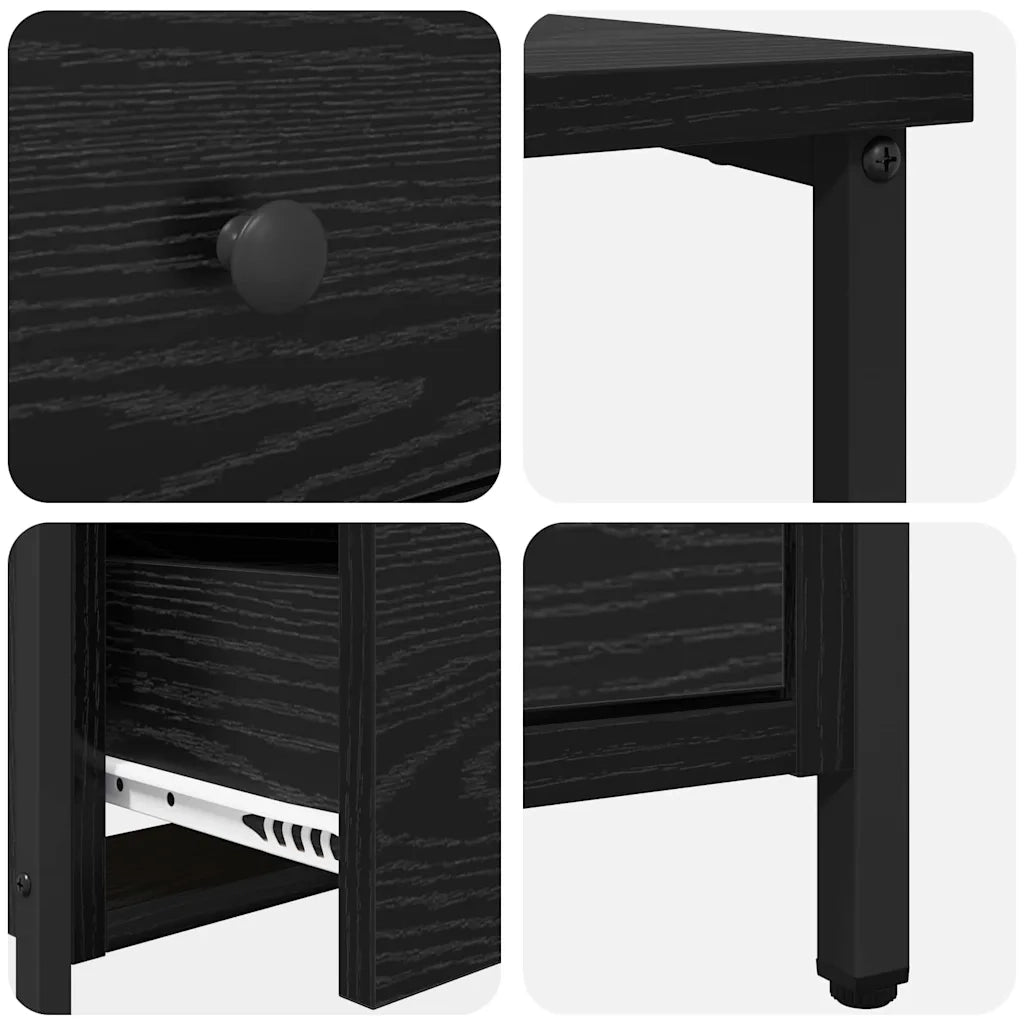 Armadio da Notte Rovere nero 30 x 60 x 60 cm Legno multistrato 871275