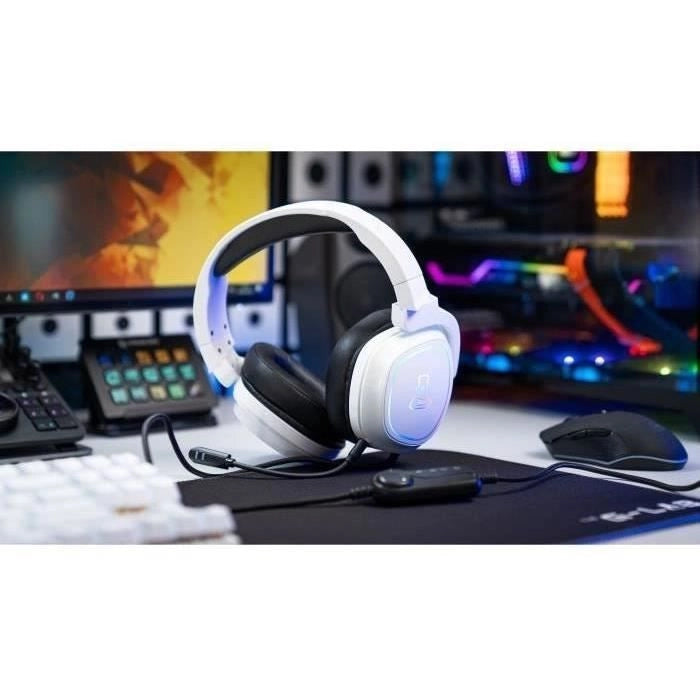 Casco da gioco rgb il g -lab - pc compatibile, ps4, xboxone - bianco