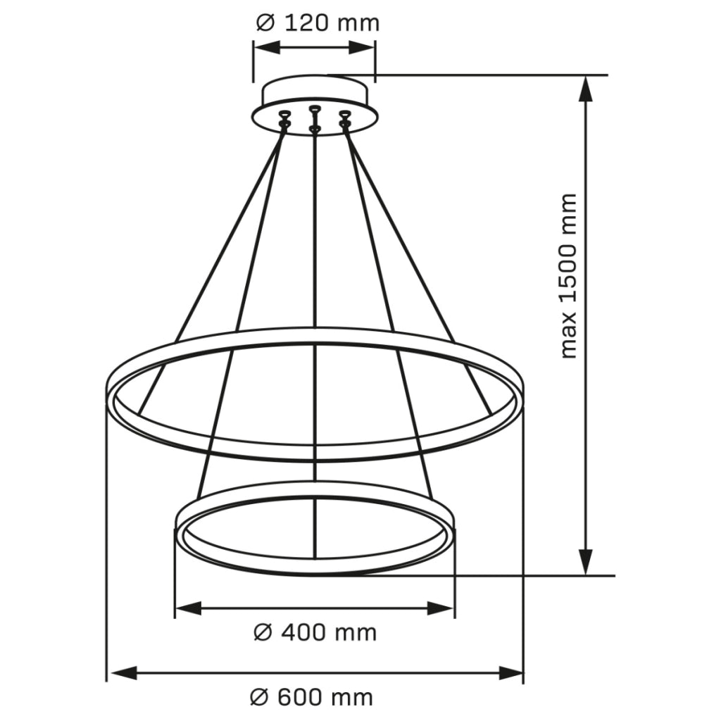 Lampadario LED Polux LEA 35W 4000K nichel Ø60 due anelli