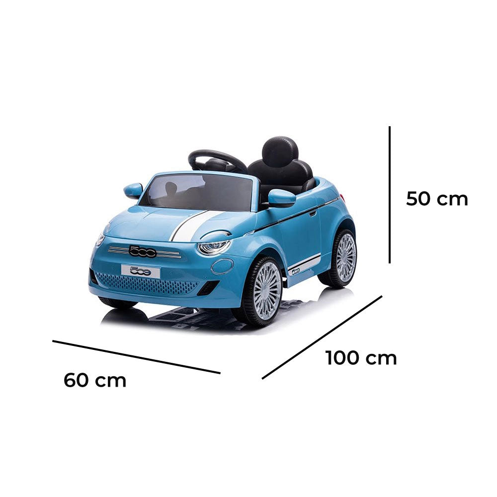 Macchina Elettrica per Bambini Fiat 500 12V 30W con Telecomando Luci e Suoni Blu