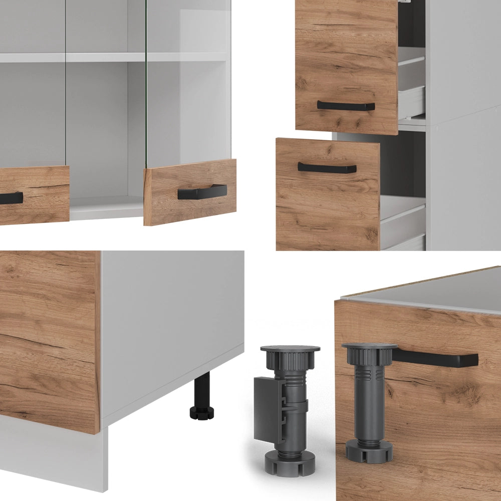 Vicco Cucina componibile Quercia dorata/bianco 350 cm senza piano di lavoro