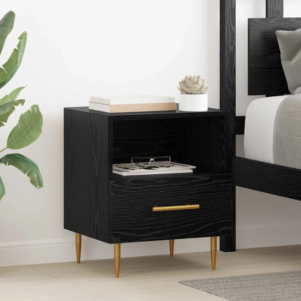 Set di 2 Comodini | Armadio da Notte | Mobiletto da notte Nero 40 x 35 x 47,5 cm Legno multistrato