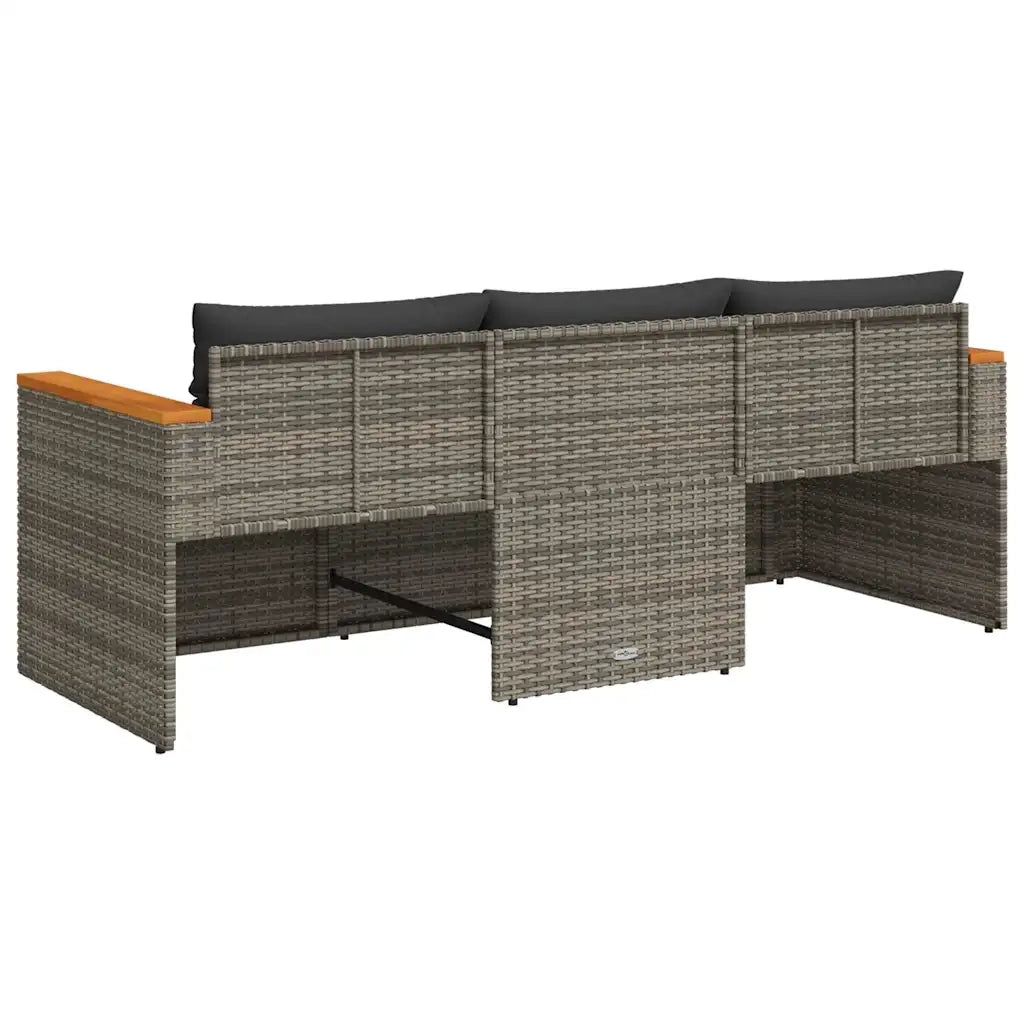 Divano da Giardino con Cuscini 3 Posti-Sofa da Giardino-Divano da esterno Grigio in Polyrattan 700659