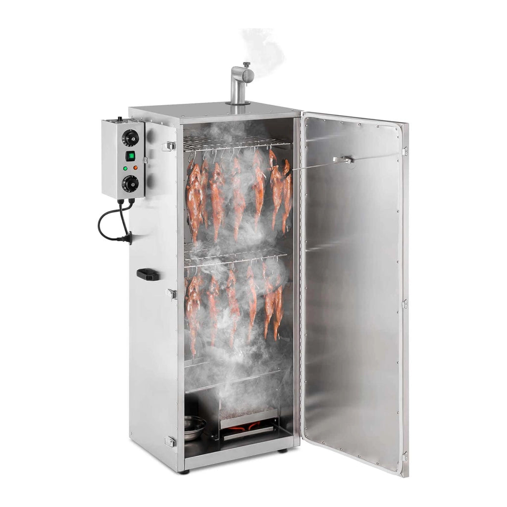 Affumicatore professionale per carne e pesce caldo e freddo armadio in acciaio inox volume 147 litri timer 0 - 120 min potenza 1.000 watt materiale acciaio inox 0 - 100 °c 14_0003972