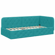 Letto singolo | Letto per adulti | Cornice del letto ad angolo Turchese 90 x 190 cm Velluto