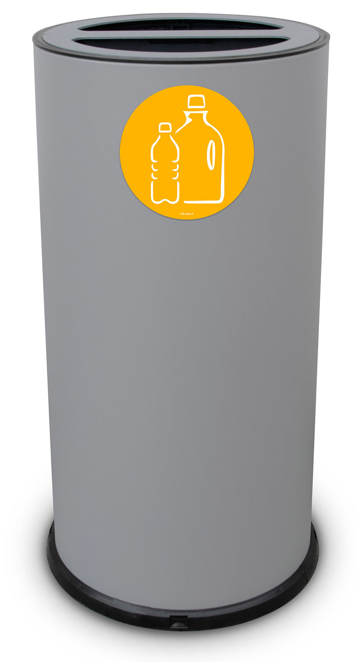 Pattumiera Per Raccolta Differenziata Ø35xh72 cm In Acciaio Verniciato 2 Scomparti Grigio