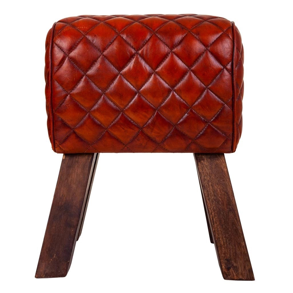 Sgabello in pelle marrone 41x30x51h