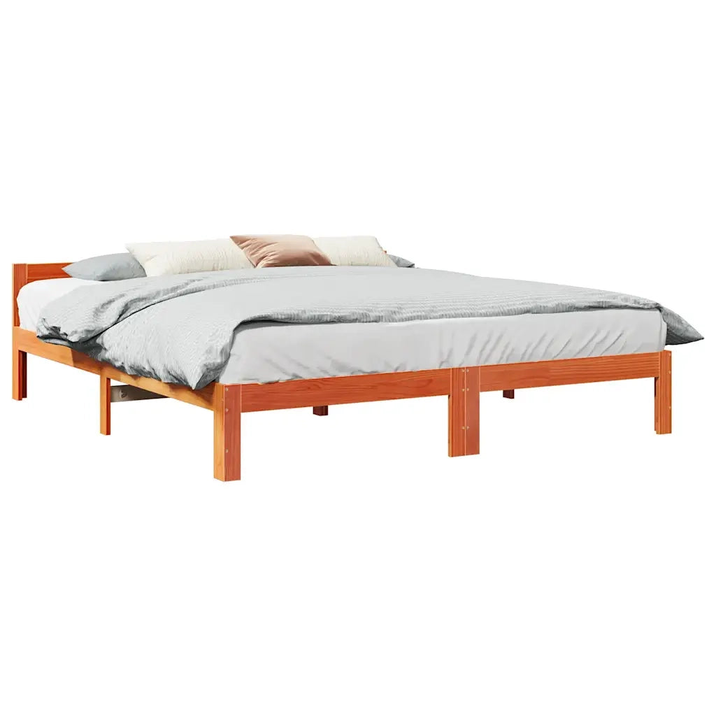 Giroletto senza Materasso Marrone Cera 160x200 cm Legno di Pino 859231