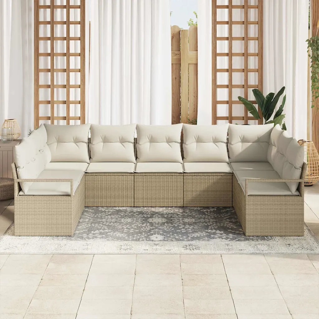 Set Divano da Giardino 7 pcs Beige e Bianco polyrattan 3355200