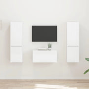 Set mobile TV 5 pcs Bianco Lucido Legno multistrato