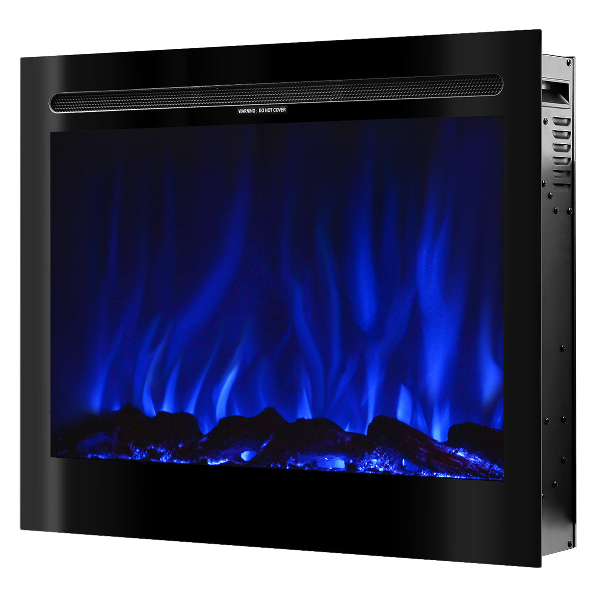 Camino Elettrico da Incasso 63,3x77,1x14,17 cm Effetto Fiamma 1500W Colorado Nero