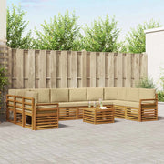 Set di divani da esterno 11 pz Naturale e Beige 3375603