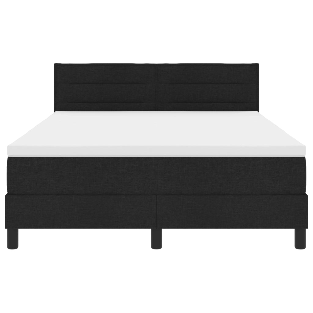Letto con Box Spring e Materasso & LED Nero 160x200 cm Tessuto