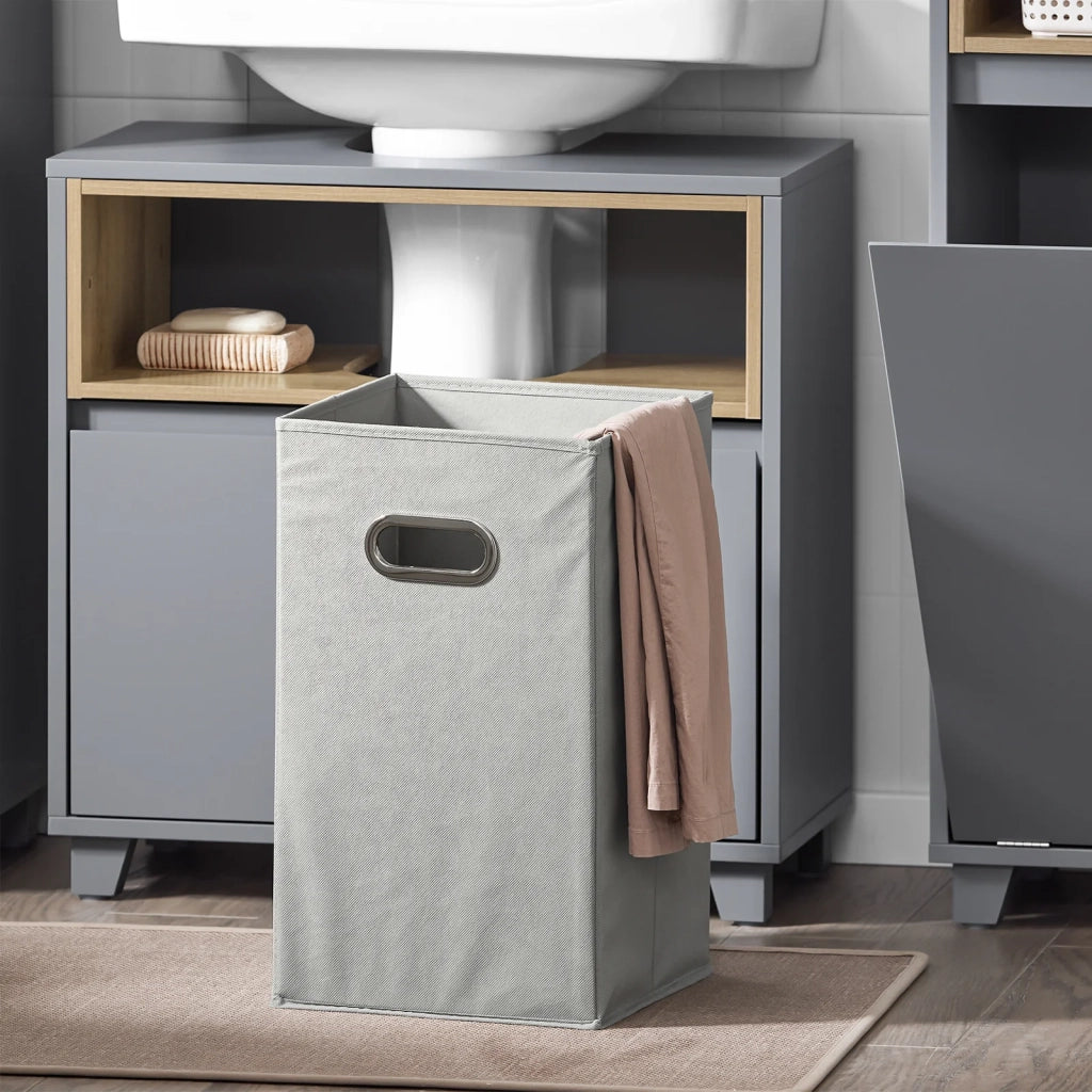 Mobiletto da bagno con cesto portabiancheria Mobiletto salvaspazio Cassettiera Bagno 35x30x105cm Grigio BZR146-DG