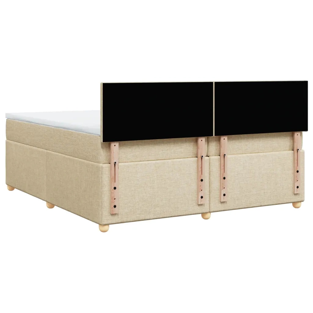vidaXL Giroletto a Molle con Materasso Crema 200x200 cm in Tessuto