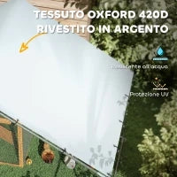Recinto per Galline da 10.2m² per 10-15 Galline con Tetto Impermeabile, in Acciaio e Tessuto, 3x3.4x1.9 m, Argento