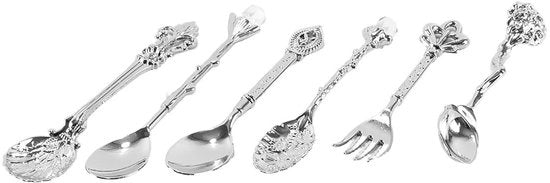 Set di Cucchiai per Caffè e Tè da 6 pezzi - Vintage Set di Cucchiai per Tè - Acciaio Inox - Resistentente all'Oxidazione - Design Elegante - Adatto per Caffè/Tè/Dolci - Servizio da Tavola