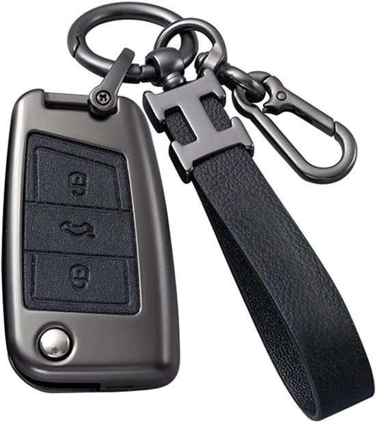 Copriporta per chiave autoscatola 3 pulsanti con maniglia a scatto nera compatibile con Golf 7 Polo Jetta Tiguan - copriporta per chiave compatibile con Volkswagen - protettivo