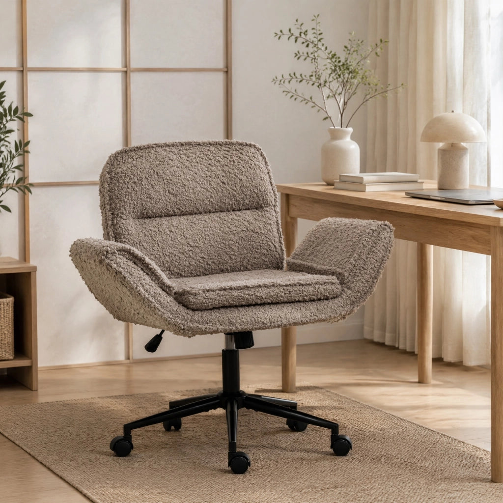 Sedia da ufficio 60.0x30.0x53.0 cm regolabile in altezza e girevole in teddy marrone