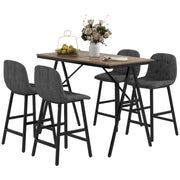 Set tavolo da pranzo e 4 sedie ¨C Xylo ¨C imbottite tessuto lino grigio scuro con schienale capitonn¨¦