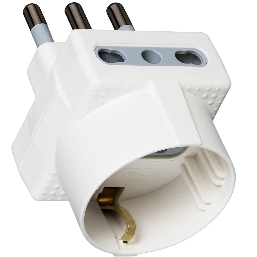 Adattatore bticino s3611de tris schuko e bipasso 10/16a bianco