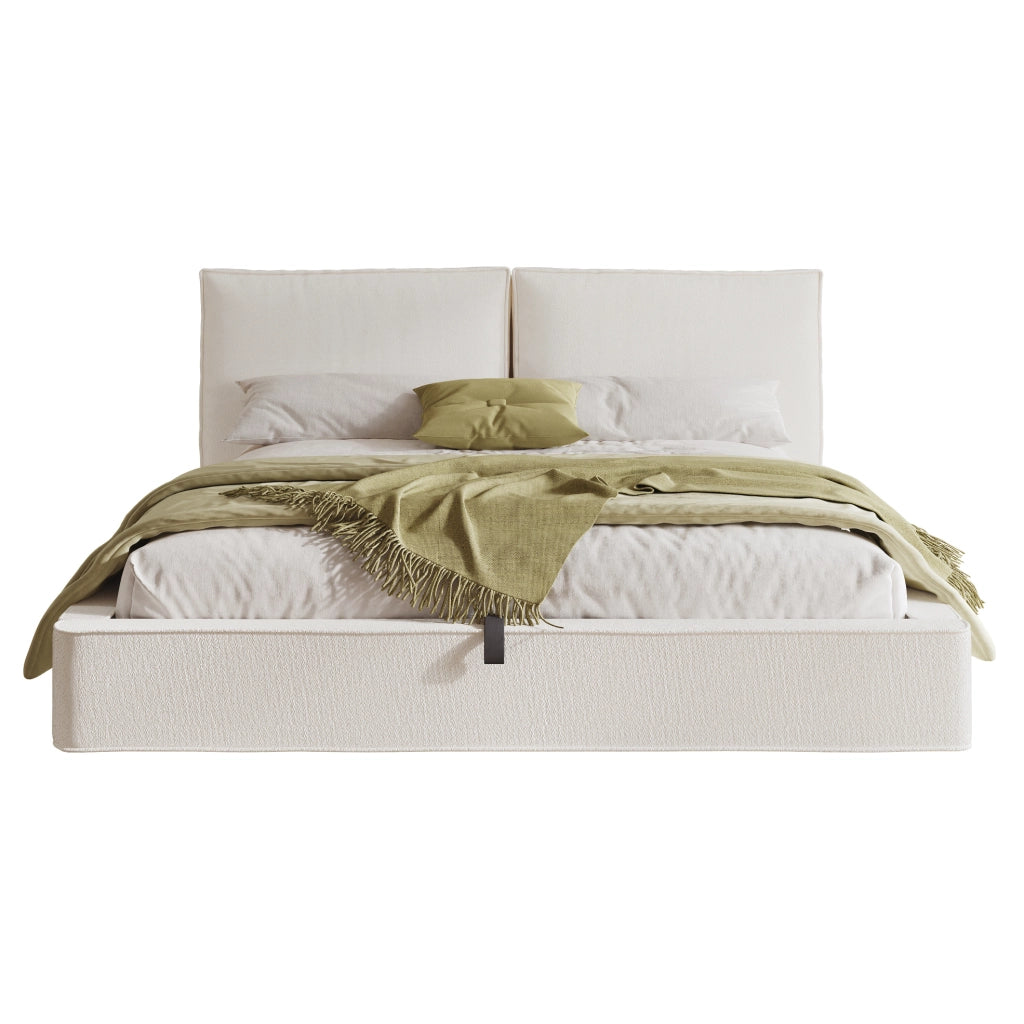 Letto matrimoniale imbottito con contenitore idraulico 180x200 cm beige