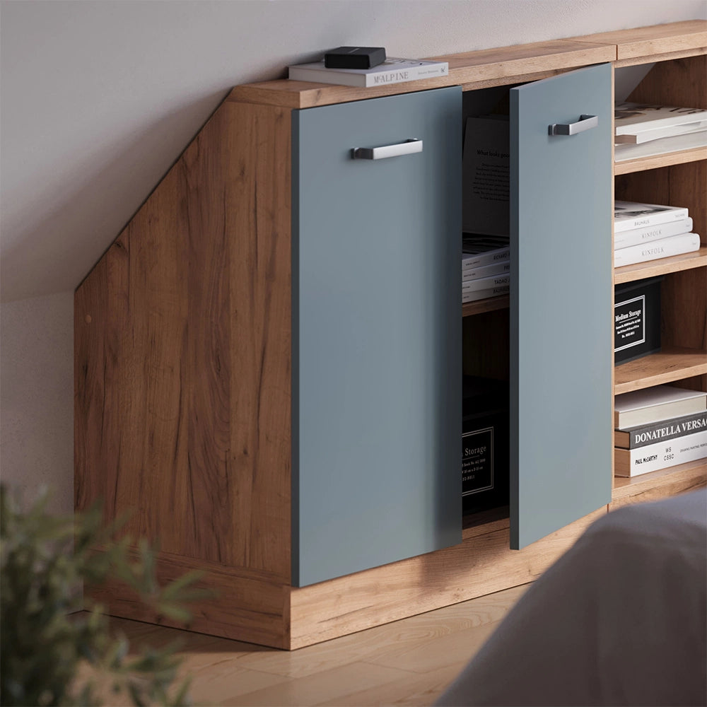 Mobile sottotetto Rion Grigio-blu/Rovere dorato con 2 porte Vicco