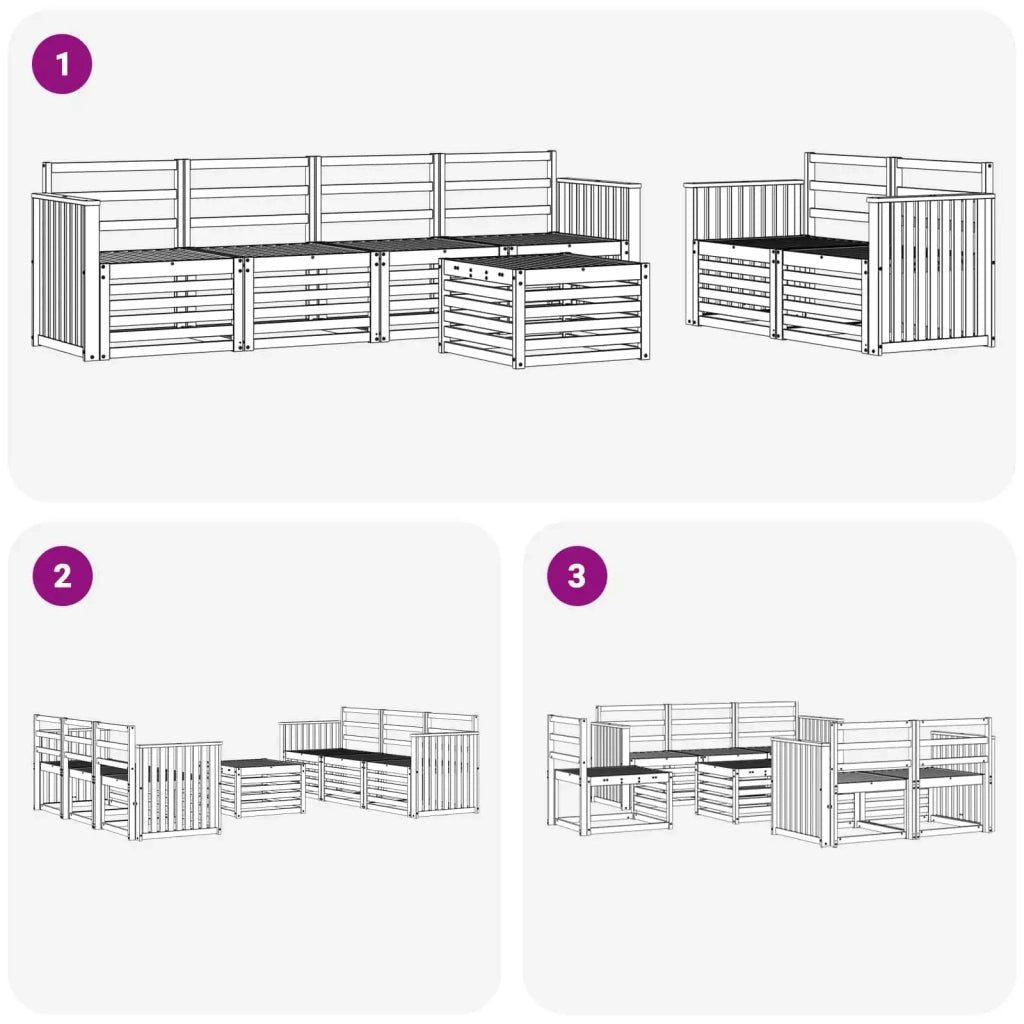Set di divani da esterno 7 pcs Bianco Legno di Acacia Massello 3391429