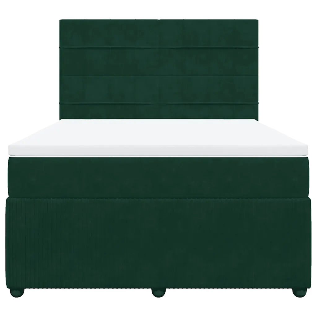 Giroletto a Molle con Materasso Verde Scuro 160x200 cm Velluto
