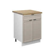Mobiletto base per cucina Fame-Line GrigioBeige/Bianco 60 cm con cassetto, PL Rovere Vicco