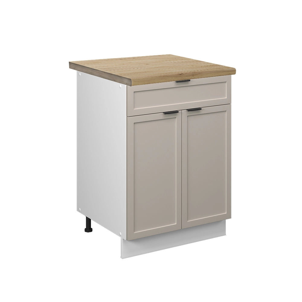 Mobiletto base per cucina Fame-Line GrigioBeige/Bianco 60 cm con cassetto, PL Rovere Vicco