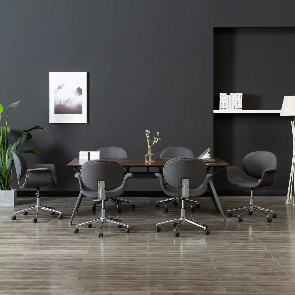 Sedie da Pranzo Girevoli 6 pz Grigie in Tessuto cod mxl 16376