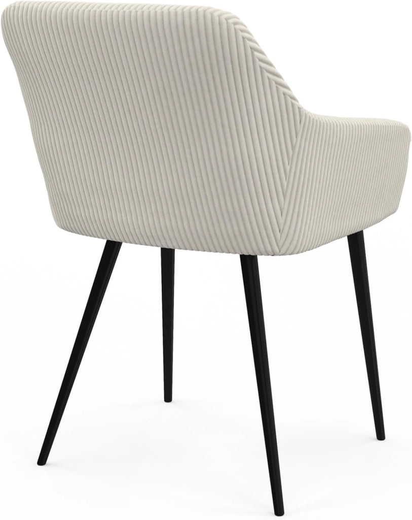 Set di 2 sedie e poltrone da pranzo JANY in velluto a coste beige