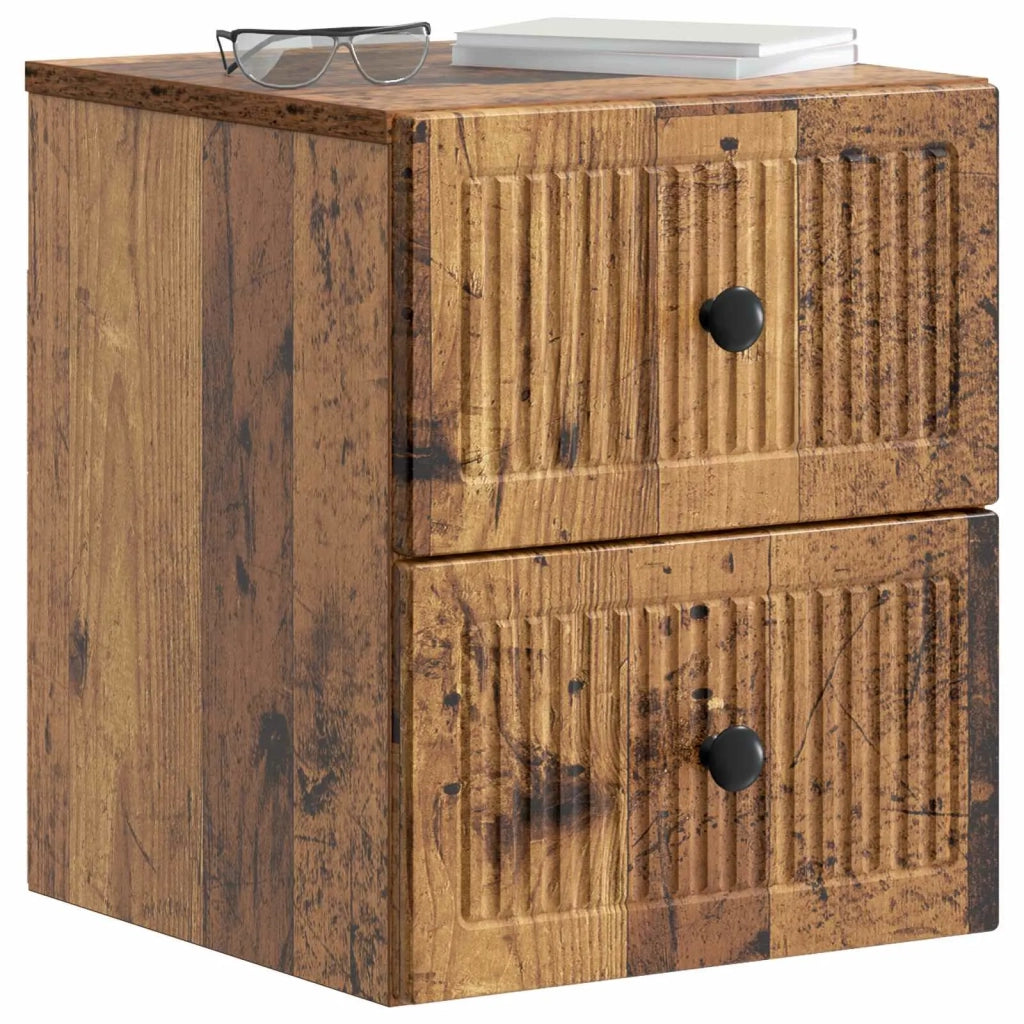 Mobiletto da notte a muro 2 pcs Legno antico 33 x 34,5 x 40 cm 897972