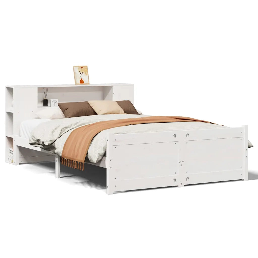 Letto Libreria senza Materasso Bianco 135x190 cm Legno di Pino 3322432