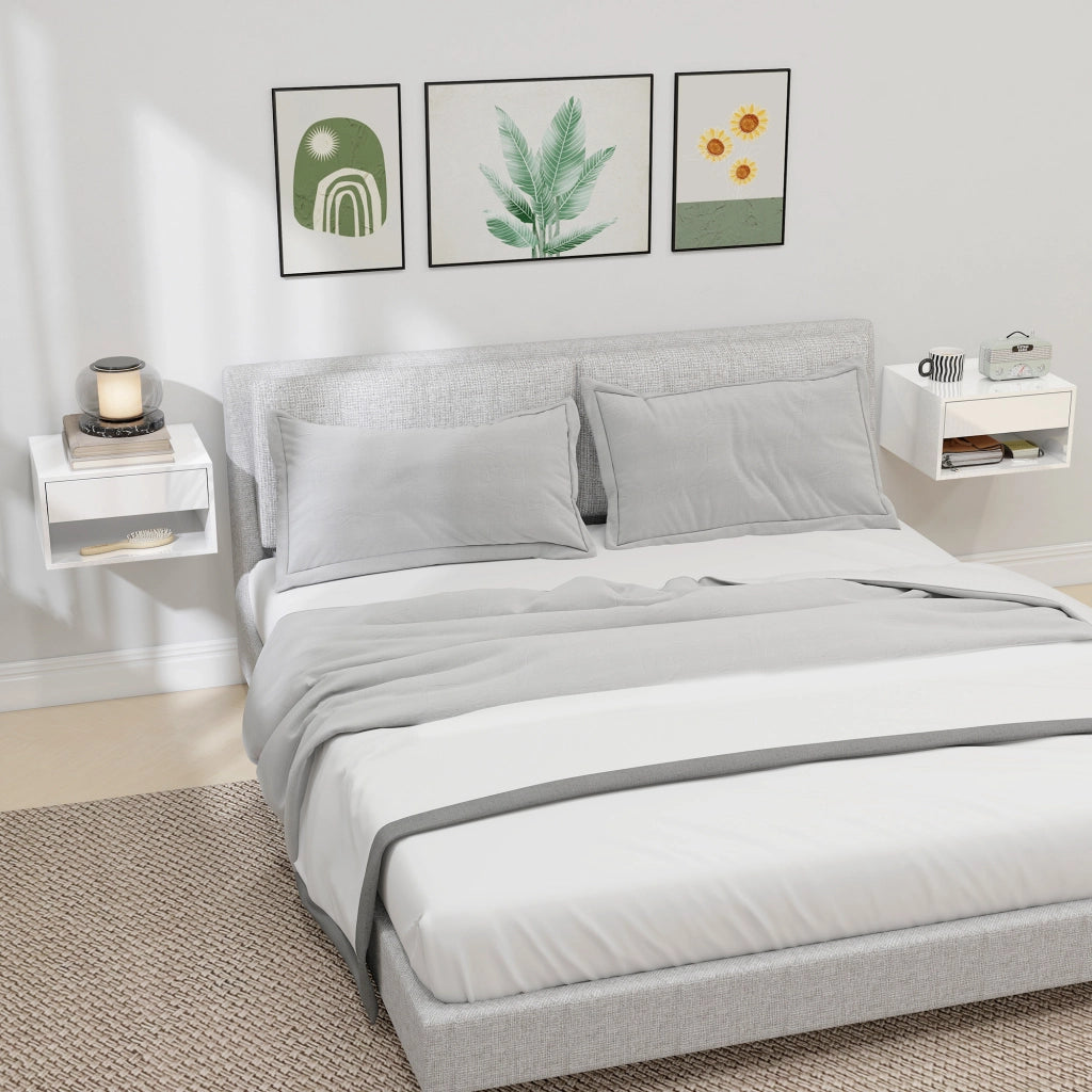 Comodini da parete ¨C zephmum ¨C 2 pezzi, bianco, 37x32x21 cm
