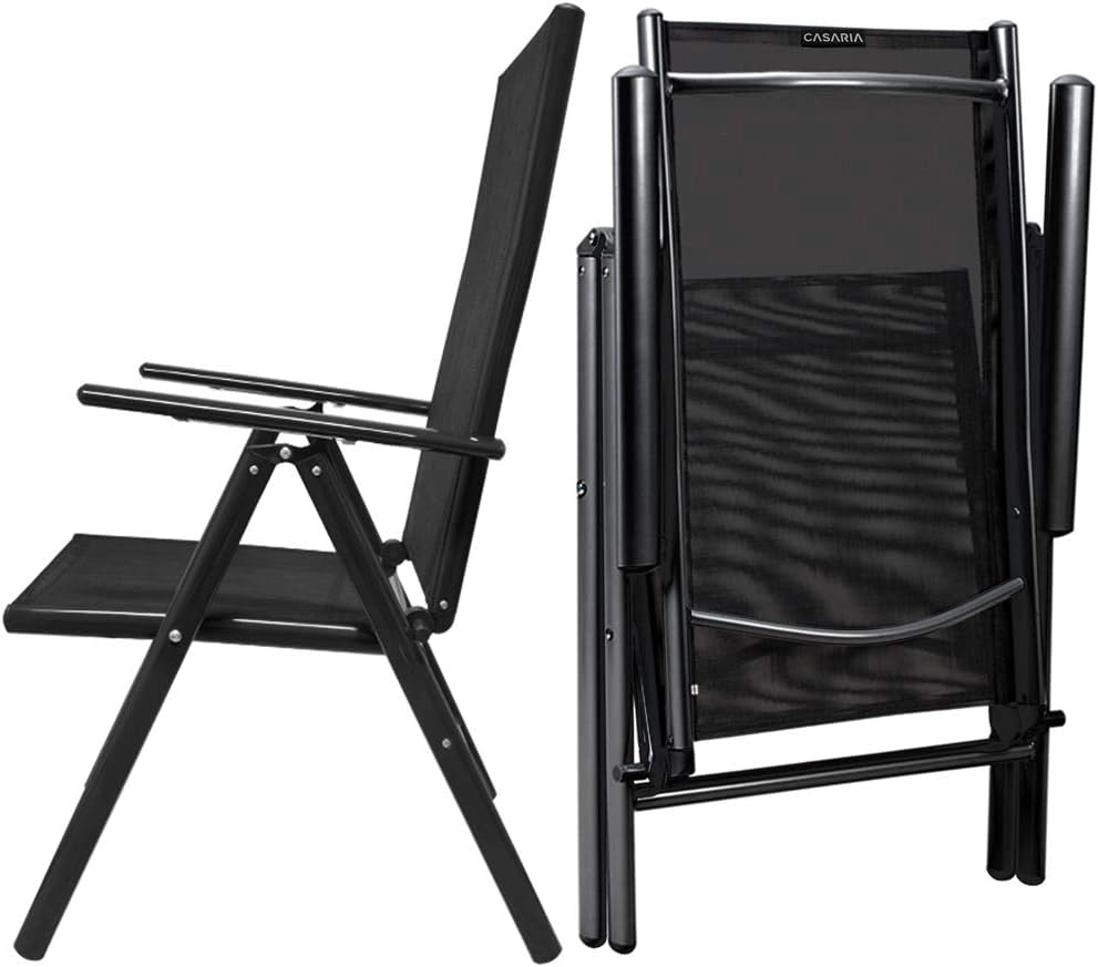 ® Set 2 Sedie Pieghevoli Giardino Alluminio Schienale Alto Regolabile 8 Posizioni Salvaspazio Mobili da Esterno Balcone